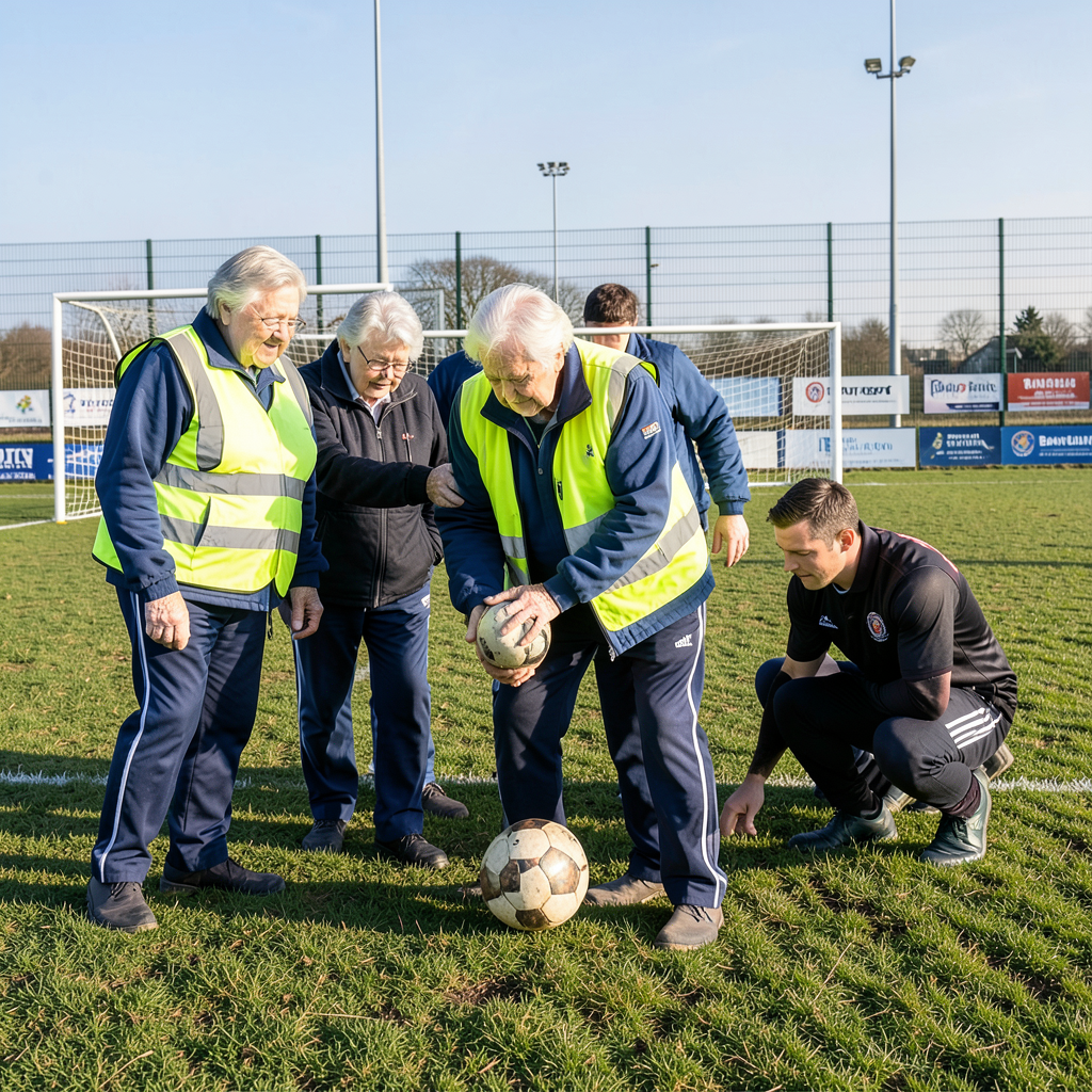 Care home residents join Banbury United football training ahead of FA Cup clash